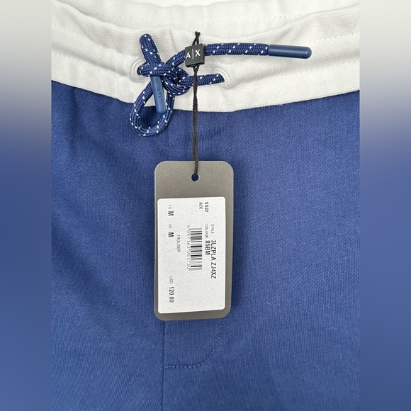 ARMANI EXCHANGE TROUSER NAVY BLACK WHITE SWEATPANT 3LZPLA ZJ4XZ 85BM - Picture 5 of 5